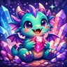 Colorful fantasy creature avatar with abstract geometric features in a square format.